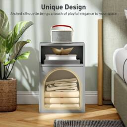 Wyld Haus Sarayo Faco Grey Bedside Table with 2 Open Compartments - thumbnail 4