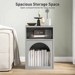 Wyld Haus Sarayo Faco Grey Bedside Table with 2 Open Compartments - thumbnail 5