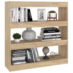 Berkfield Home Book Cabinet/Room Divider Sonoma Oak 100x30x103 cm in Light Tan - Size: 100 x 30 x 103 cm - thumbnail 6