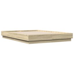 Berkfield Home Bed Frame with LED without Mattress Sonoma Oak 120x200 cm in Brown - Size: Small Double - thumbnail 3