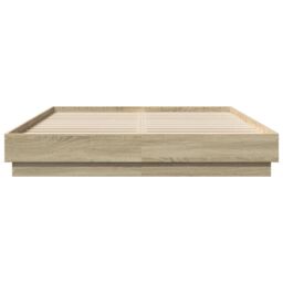 Berkfield Home Bed Frame with LED without Mattress Sonoma Oak 120x200 cm in Brown - Size: Small Double - thumbnail 6