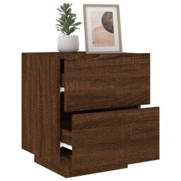 Berkfield Home Bedside Cabinets with LED Lights 2 pcs Brown Oak Engineered Wood - thumbnail 4