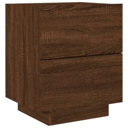 Berkfield Home Bedside Cabinets with LED Lights 2 pcs Brown Oak Engineered Wood - thumbnail 6