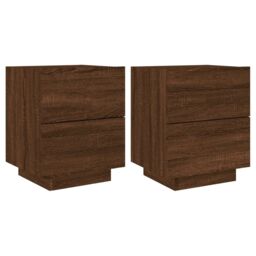 Berkfield Home Bedside Cabinets with LED Lights 2 pcs Brown Oak Engineered Wood - thumbnail 2