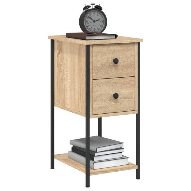 Berkfield Home Durable Bedside Cabinet Sonoma Oak 32x42x70 cm Engineered Wood in Brown - Size: 32 x 42 x 70 cm - image 1