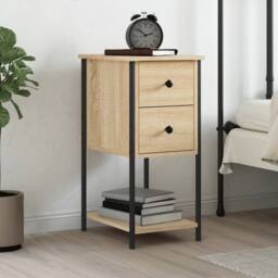 Berkfield Home Durable Bedside Cabinet Sonoma Oak 32x42x70 cm Engineered Wood in Brown - Size: 32 x 42 x 70 cm - thumbnail 2