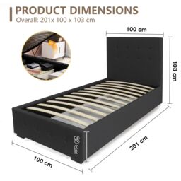 Comfy Living Ltd Fabric Ottoman Storage Gaslift Bedframe in Black - Size: King - thumbnail 7