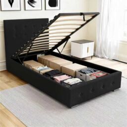 Comfy Living Ltd Fabric Ottoman Storage Gaslift Bedframe in Black - Size: King - thumbnail 3