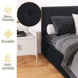Comfy Living Ltd Fabric Ottoman Storage Gaslift Bedframe in Black - Size: King - thumbnail 5