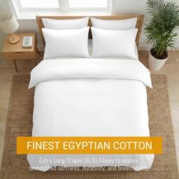 Pamposh 800 Thread Count Premium Egyptian Cotton Duvet Cover Sets Reversible in White - Size: Super King - thumbnail 8
