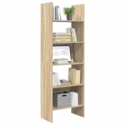 Berkfield Home Modern Book Cabinet Sonoma Oak 60x35x180 cm Engineered Wood in Light Tan - Size: 60 x 35 x 180 cm - thumbnail 4