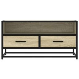Berkfield Home TV Cabinet Sonoma Oak 80x34.5x40 cm Engineered Wood & Metal in Brown - thumbnail 4