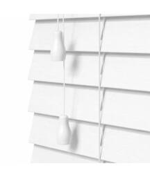 New Edge Blinds 50mm Slat White Grained Faux Wood Venetian Blind With Strings 150cm Drop - Size: 50 cm - thumbnail 2