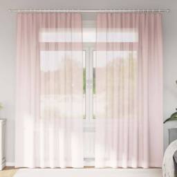 Berkfield Home Voile Curtains with Rod Pockets 2 pcs Light Pink - thumbnail 2