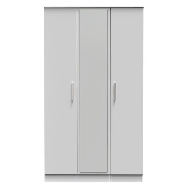 Ready Assembled 2 U Trent Tall Triple Mirror Wardrobe (Ready Assembled) in Mid Grey - image 1