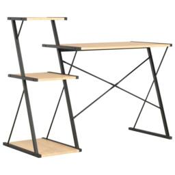 Berkfield Home Desk with Shelf Black & Oak 116x50x93 cm - Size: 116 x 50 x 93 cm - thumbnail 4