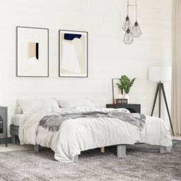 Berkfield Home Bed Frame without Mattress Grey Sonoma 150x200 cm King Size - thumbnail 2