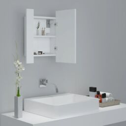 Berkfield Home LED Bathroom Mirror Cabinet White 40x12x45 cm - Size: 40 x 12 x 45 cm - thumbnail 6