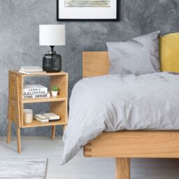 Costway Set of 2 Stackable Bedside Table Nightstand Bamboo Coffee Tea Table with Storage in Natural - thumbnail 5