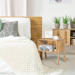 Costway Set of 2 Stackable Bedside Table Nightstand Bamboo Coffee Tea Table with Storage in Natural - thumbnail 4