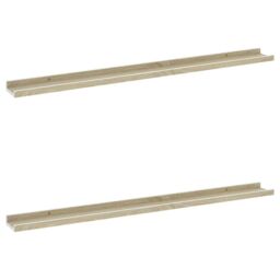 Berkfield Home Wall Shelves 2 pcs White & Sonoma Oak 100x9x3 cm - Size: 100 x 9 x 3 cm - thumbnail 2
