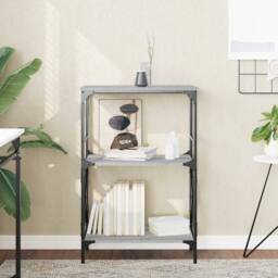 Berkfield Home Bookcase 3-Tier Grey Sonoma 59x35x90.5 cm Engineered Wood - thumbnail 2