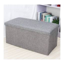 KORVIXA Foldable Storage Box Ottoman Cushioned Stool in Grey - Size: 100 cm x 100 cm
