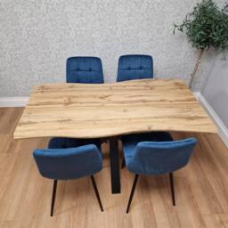 KOSY KOALA Dining Table with 4 Blue velvet tuffted Chairs Kitchen Furniture Set - thumbnail 7