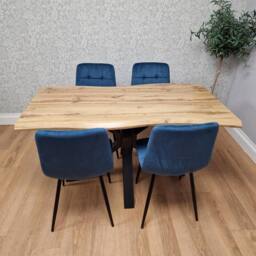 KOSY KOALA Dining Table with 4 Blue velvet tuffted Chairs Kitchen Furniture Set - thumbnail 6