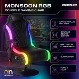 X Rocker Monsoon 4.1 Audio Console LED Gaming Chair with App-Controlled RGB in Black - thumbnail 2