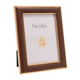 Hestia Gold Coloured Photo Frame in Brown