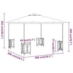 Berkfield Home Gazebo with Sidewalls&Double Roofs 3x3 m Anthracite in Black - thumbnail 6