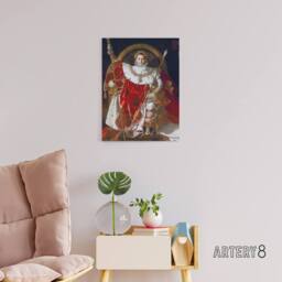 "Artery8 J A D Ingres Napoleon I on His Imperial Throne Canvas Wall Art Print in Red - Size: W12"" x H16""" - thumbnail 3