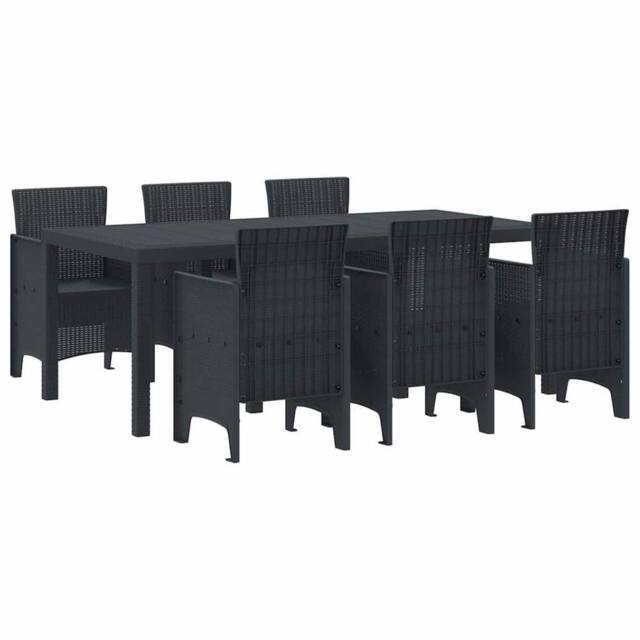 Berkfield Home 7 Piece Garden Dining Set Anthracite Poly Rattan in Charcoal - image 1