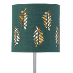 First Choice Lighting Set of 2 Chrome Stick Table Lamps with Dark Green Fern Cut Out Shades in Silver - thumbnail 3