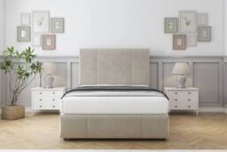 "Sloomy Lisbon Plush Divan Set 2 Drawers-26"" Headboard-Footboard in Cream - Size: Single" - thumbnail 2