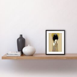 "Artery8 Wall Art Print Woman in Klimt Style Dress Gold Black Painting Artwork Framed 9X7 Inch - Size: W7"" x H9""" - thumbnail 2