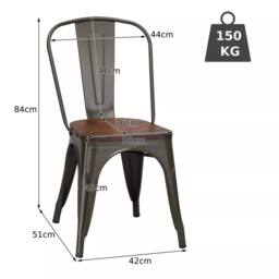 Costway Set of 4 Dining Chair Industrial Stackable Bar Stool with High Backrest in Brown - thumbnail 2