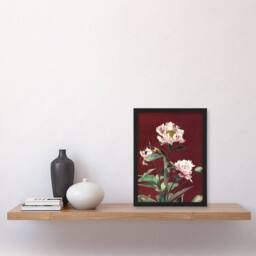Artery8 Pink Herbaceous Peony Flower Japan Framed Wall Art Print Ogawa Kazumasa in Red - Size: A4 - thumbnail 4