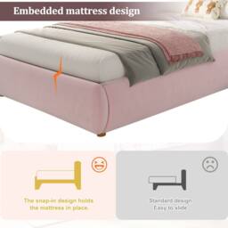 Matteo Pink Velvet Children's Single Bed with Hydraulic Storage - thumbnail 5