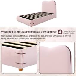 Matteo Pink Velvet Children's Single Bed with Hydraulic Storage - thumbnail 7