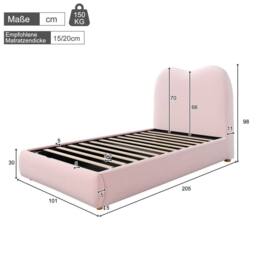 Matteo Pink Velvet Children's Single Bed with Hydraulic Storage - thumbnail 9