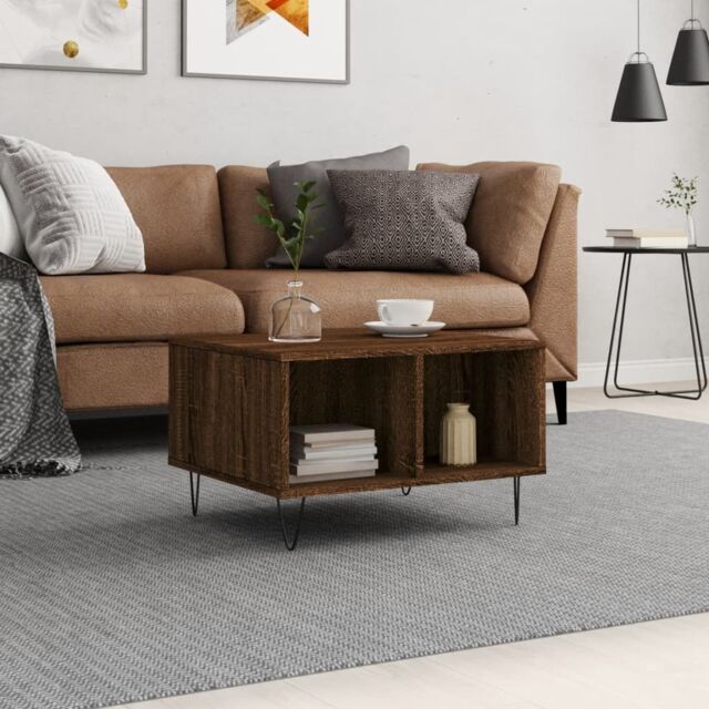 Berkfield Home Coffee Table Brown Oak 60x50x36.5 cm Engineered Wood - image 1