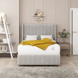 "Bed Choices Brisbane Upholstered Divan Bed 2 drawers, Mattress & 54"" Headboard in Silver - Size: Double" - thumbnail 2