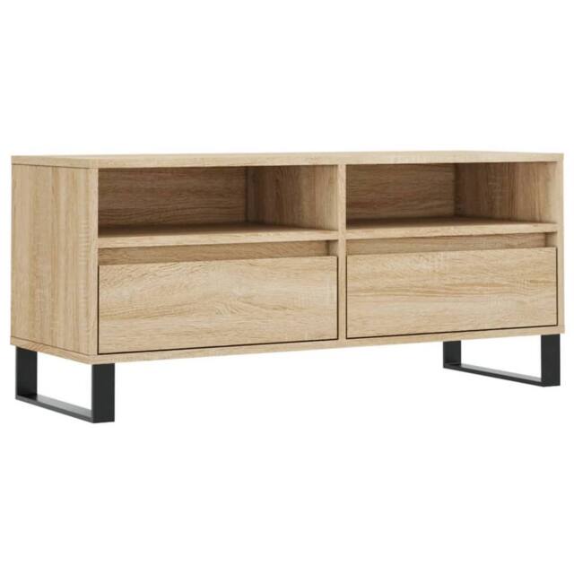 Berkfield Home TV Cabinet Sonoma Oak 100x34.5x44.5 cm Engineered Wood in Light Brown - image 1