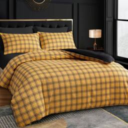 Grace Premium Double Brushed Duvet Cover Set with Fitted Sheet in Gold - Size: Single - thumbnail 5