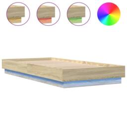 Berkfield Home Bed Frame without Mattress with LED Lights Sonoma Oak 90x200 cm in Light Tan - thumbnail 1