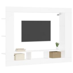 Berkfield Home TV Cabinet White 152x22x113 cm Engineered Wood - Size: 152 x 22 x 113 cm - thumbnail 3