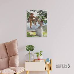 "Artery8 On the Fence Children Portrait Winslow Homer Canvas Wall Art Print - Size: W12"" x H16""" - thumbnail 3