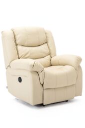 More4Homes Seattle Electric Automatic Recliner Home Lounge Bonded Leather Chair in Cream - thumbnail 2
